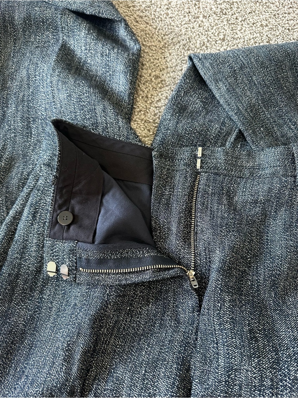Theory High Waist Straight Leg Pant Herringbone Melange Size 4 Grey - Picture 8 of 14
